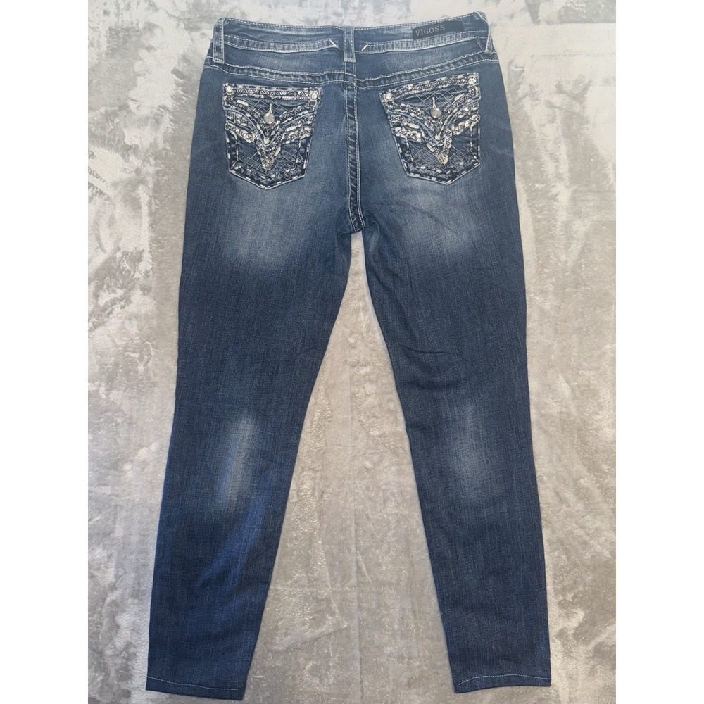 Vigoss Jeans Womens 10 Heritage Skinny Cropped Ankle Thick Stitch Flap Pockets